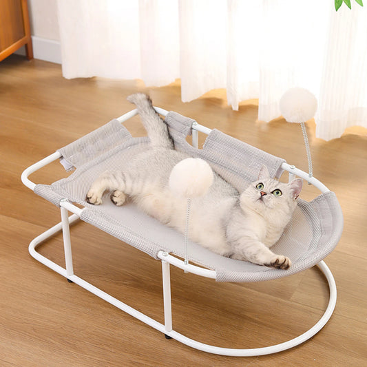 Cat Bed Hammock Free-Standing Elevated for Indoors and Outdoors Easy Assembly with Removable Washable Mesh