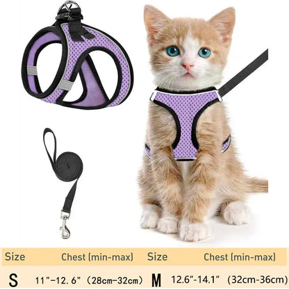Pet Harness & Leash: Escape-Proof Adjustable, Reflective Soft Mesh for Outdoor