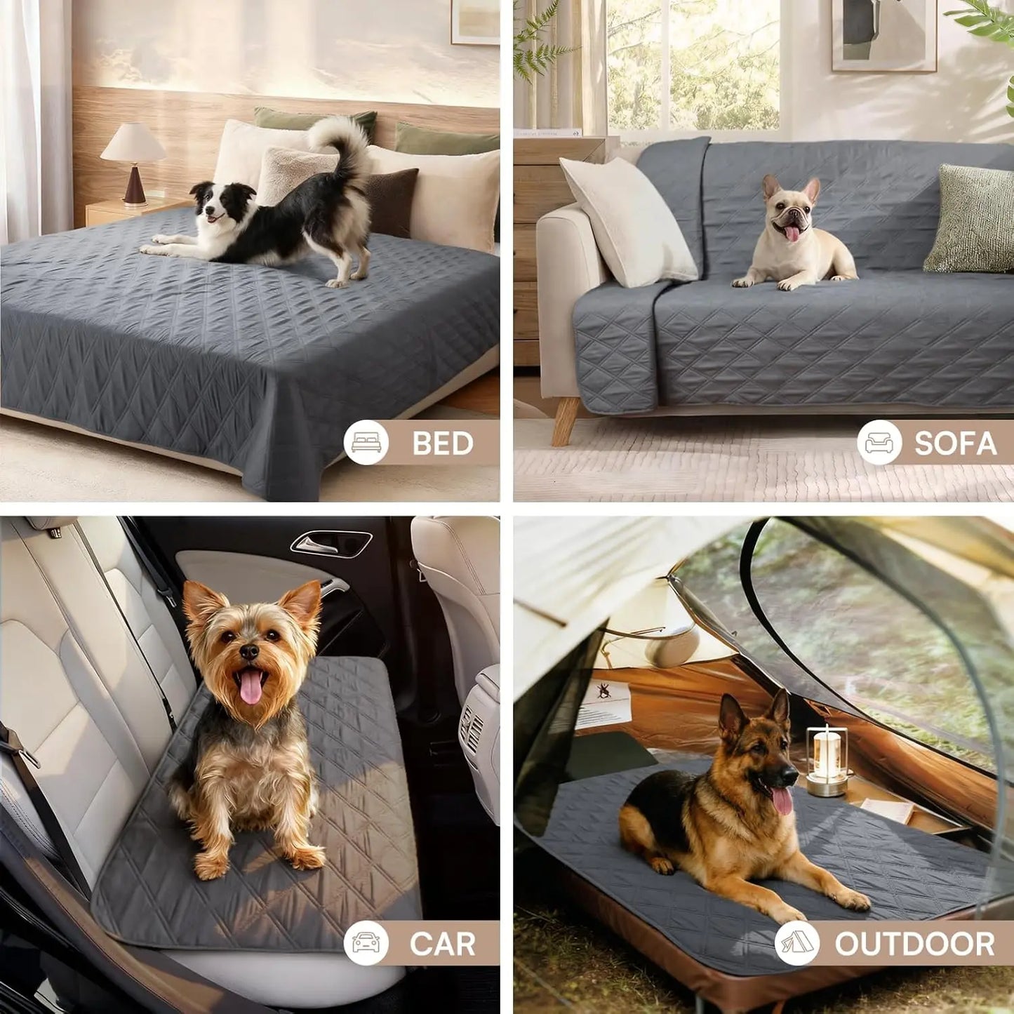 Waterproof Anti-Slip Dog Couch Cover Blanket with Non-Slip Bottom, Grey, 30x70 Inch
