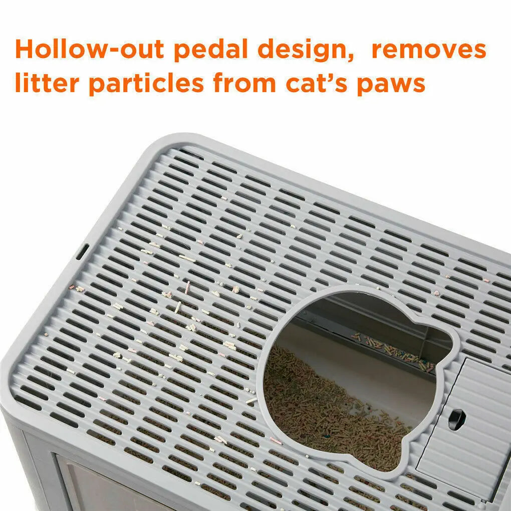 Foldable Cat Litter Box Front Entry & Top Exit, Litter Scoop Enclosed