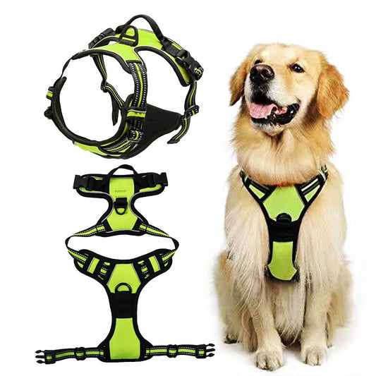 Dog reflective harness, chest strap with leash