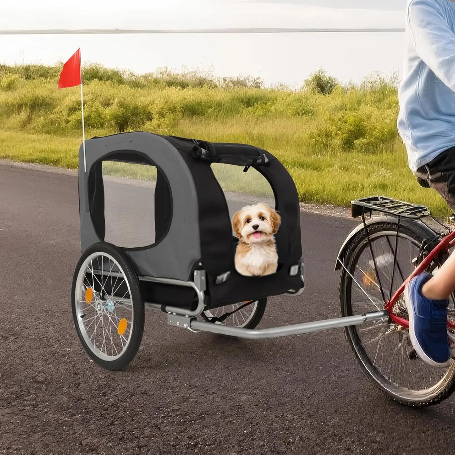 Steel Dog Bike Trailer with Universal Bicycle Coupler Folding Carrier Max 40kg Water Resistant