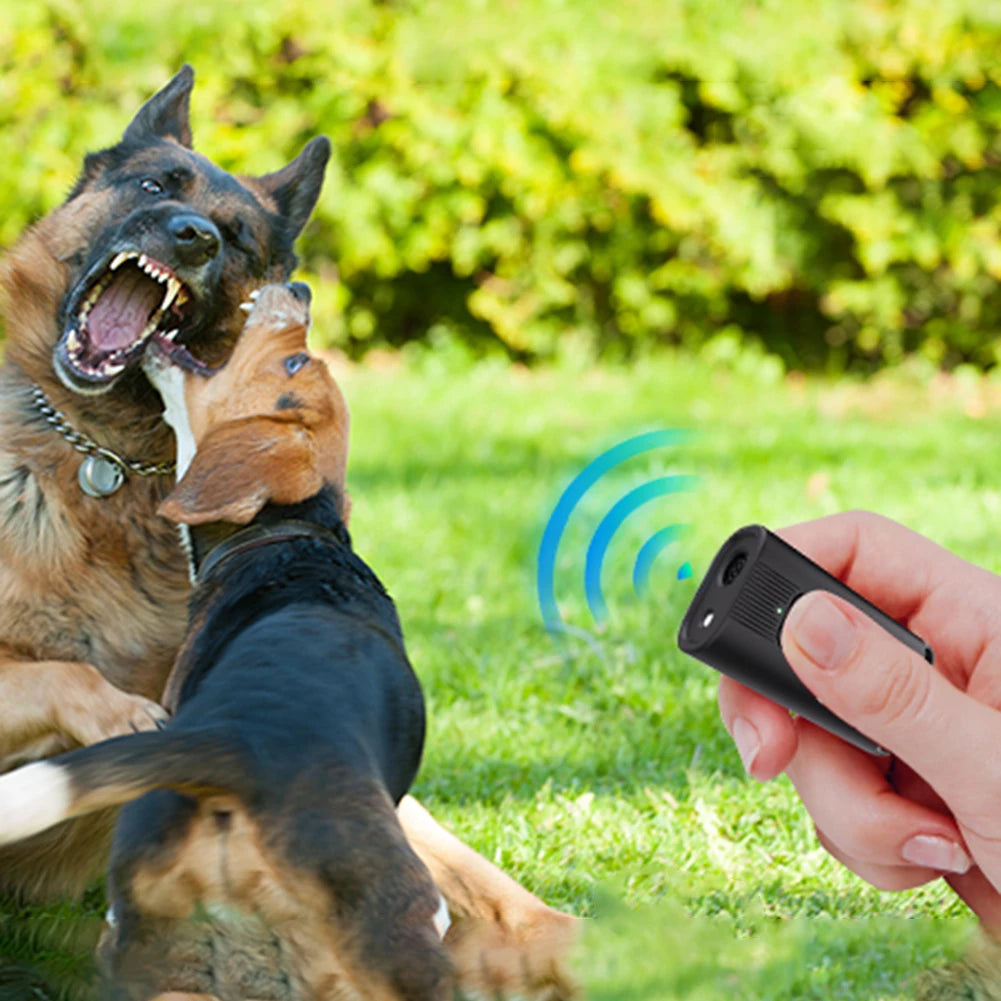 Ultrasonic Dog Bark Deterrent Device Long Range Rechargeable with LED Flashlight