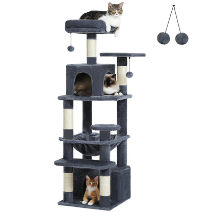 Large Cat Towers 3 Sizes for Indoor Cats With Sisal-Covered Scratching Posts Spacious Hammock, Padded Perches, and Condos