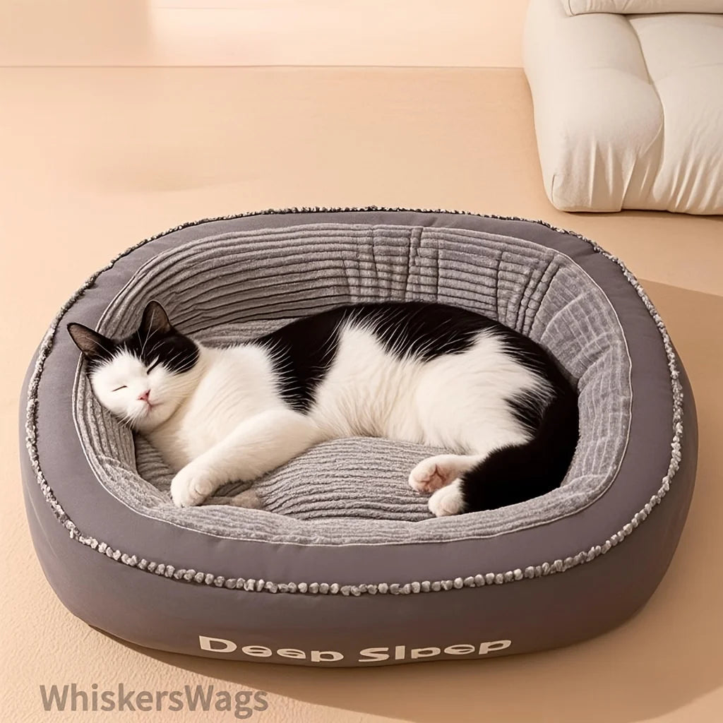 Pet Bed Round Dog Kennel Soft Washable Cushion Bed