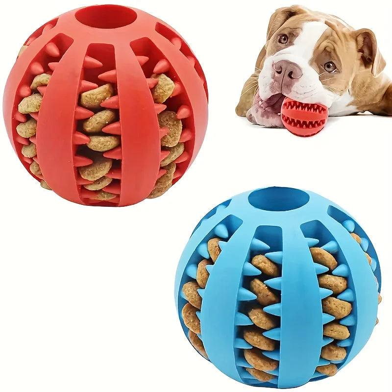 2Pc Interactive Dog Chew Toys Treat Dispenser Dental Cleaning Balls