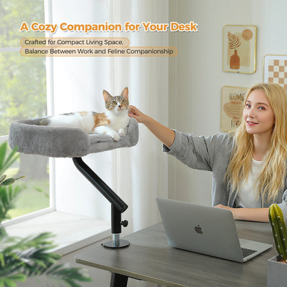Cat Desk Bed, 360° Rotatable Cat Bed Stand for Indoor Cats