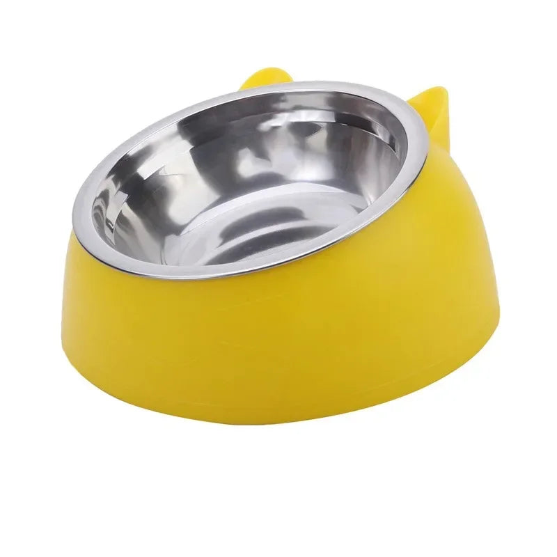 Tilted Stainless Cat Bowls with Non-slip Base