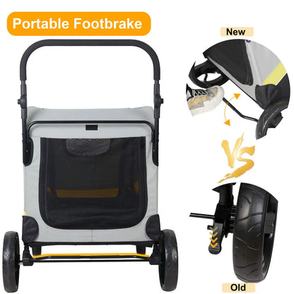 Heavy Duty Dog Stroller, Foldable Carrier, Double Door Jogger Cart for Large Dogs Outdoor Walking Exercise 30 Inch
