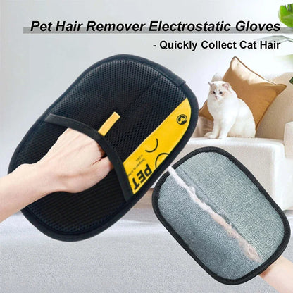 Pet Hair Remover Gloves Electrostatic for Cats and Dogs, Reusable Washable Grooming Glove