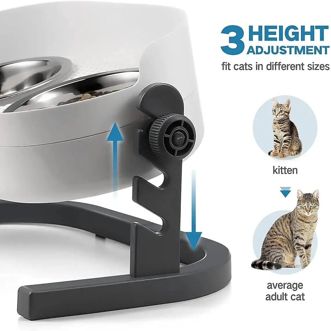 Adjustable Height Elevated Pet Bowls Stainless Steel Mess Proof for Cats and Smaller Dogs