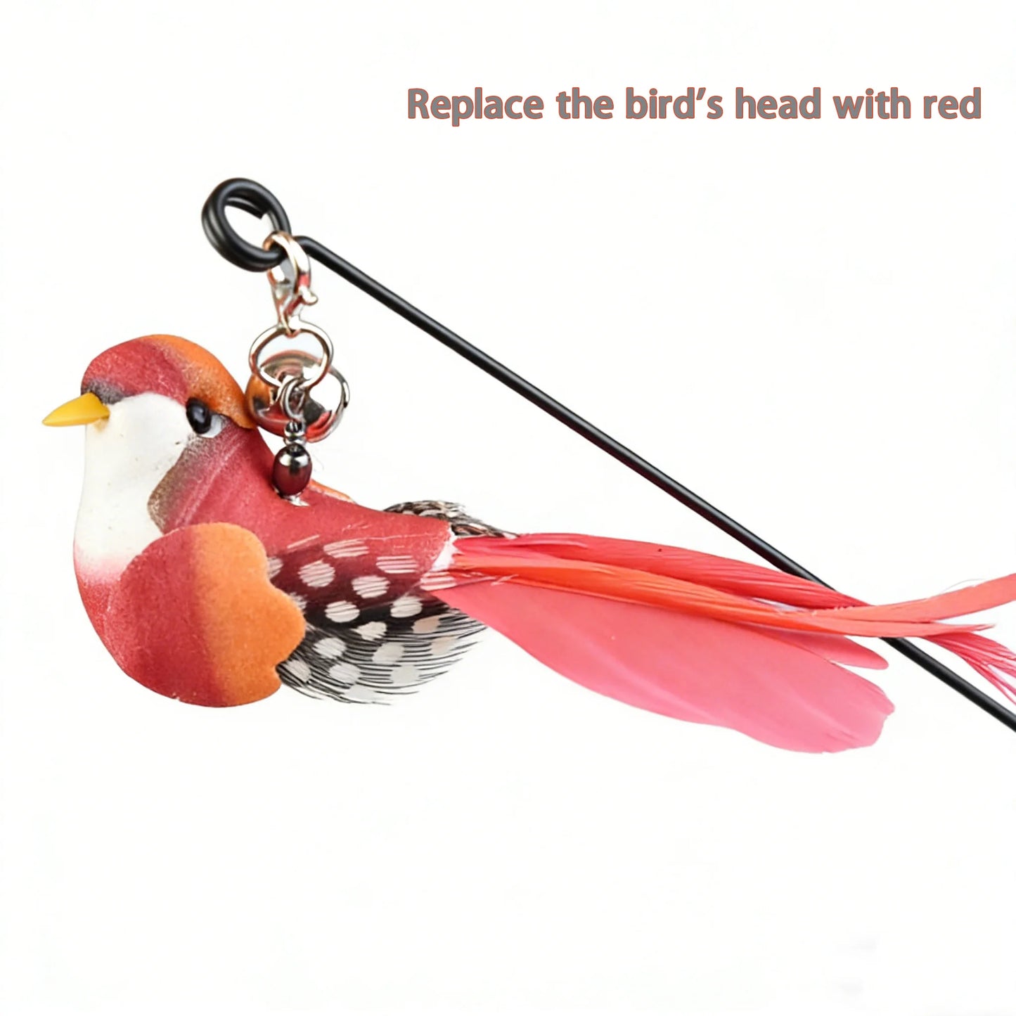 Interactive Cat Teaser Wand with Feathers & Bell