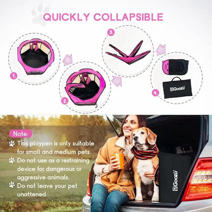 Portable Foldable Pet Playpen for Indoor Cats and Dogs, Small Pink Tent with Zipper Cover