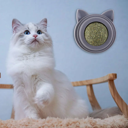 Rotatable Cat Cleaning Toy Self-Adhesive Catnip Balls Toy