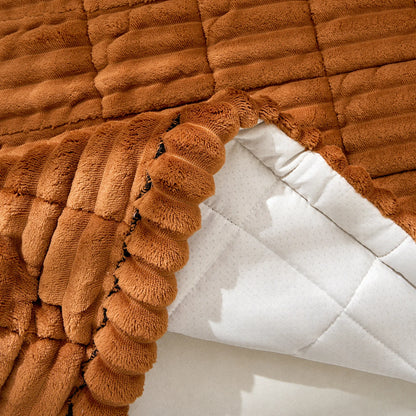 1pc modern minimalist thick plush sofa cover, non-slip design, quilted