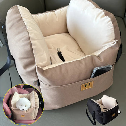 Dog Car Seat with Safety Belt, Booster Seat with Washable Cushion