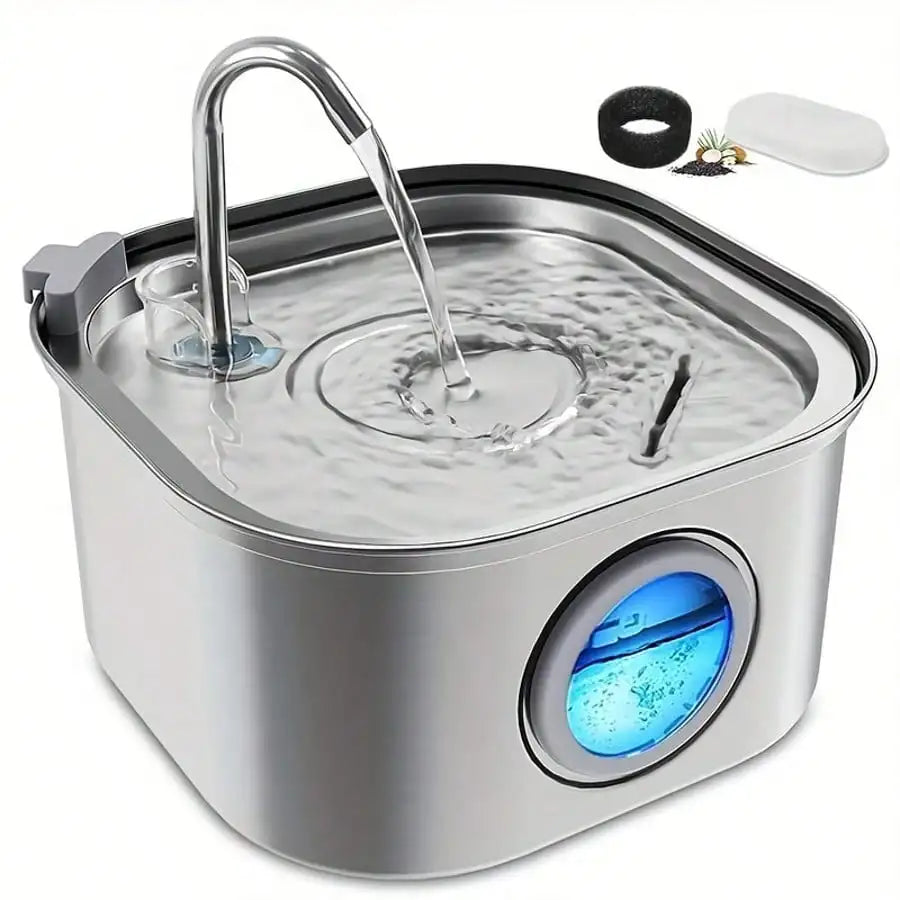 108.2oz Stainless Steel Quiet Cat Dog Water Fountain USB-Powered