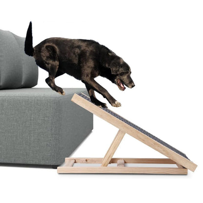Wooden Dog Safety Ramp, Lightweight Folding Portable Anti-skid Adjustable 2 Heights