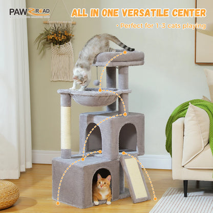 Large Cat Tree for Indoor Cats Multi-Level Cat Tower with Spacious Condos Sisal Scratching Pad