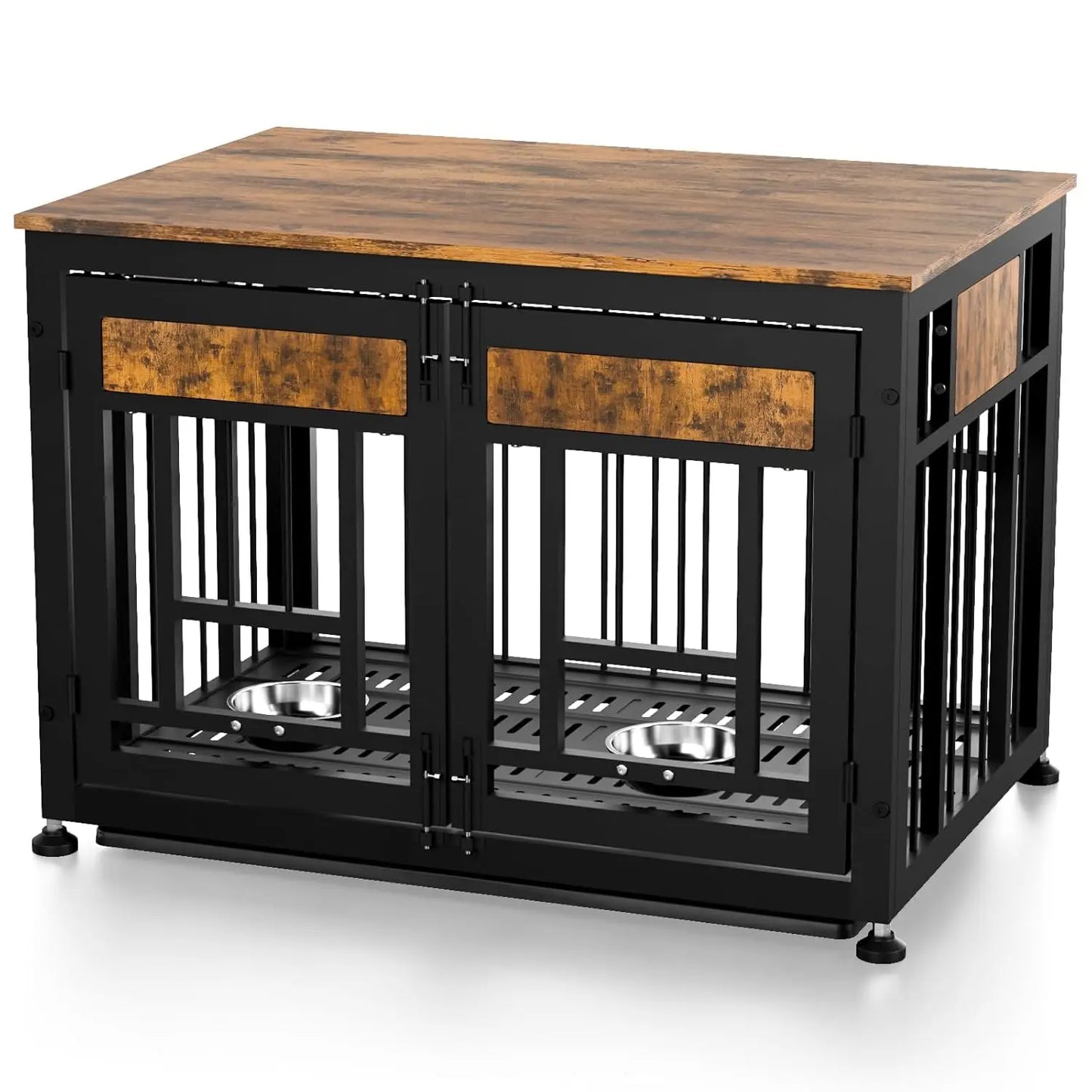 Dog Crate Furniture End Table, 38 Inch Hidden Kennel Cabinet with Removable Tray, Thickened Metal Frame Dog Cage,