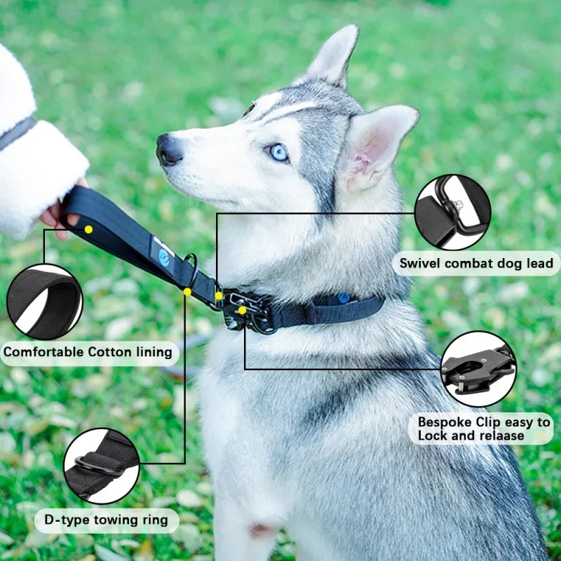 Short Dog leash, nylon traffic lead, large dog, military leash, metal buckle