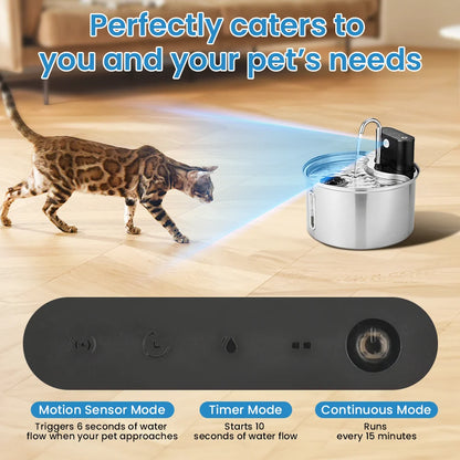 3.5L Stainless Steel Sensor Water Fountain Wireless Smart Automatic Dispenser