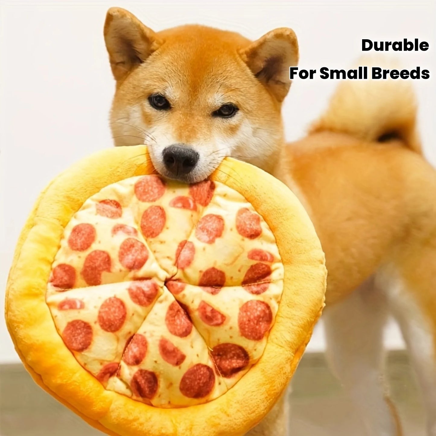 Squeaky Plush Pizza, Durable Chew for Small Breeds