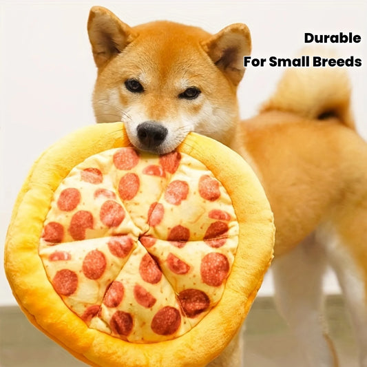 Squeaky Plush Pizza, Durable Chew for Small Breeds