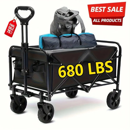 Capacity Heavy-Duty All-Terrain Folding Cart - Stainless Steel Frame and Foldable Multi-Purpose Wagon