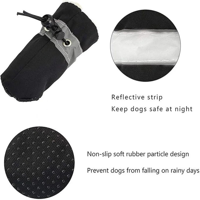 4Pcs Waterproof Dog Boots for Small Dogs - Non-slip Sole, Adjustable Drawstring, Soft Breathable Pet Shoes for Puppies