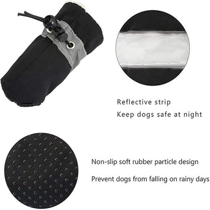 4Pcs Waterproof Dog Boots for Small Dogs - Non-slip Sole, Adjustable Drawstring, Soft Breathable Pet Shoes for Puppies