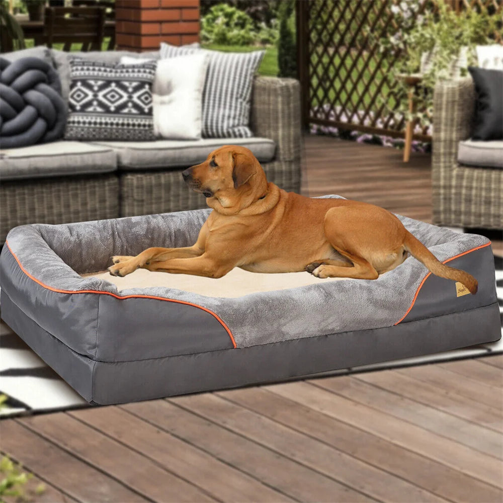 Jumbo Large Orthopedic Dog Bed Memory Foam, Bolster Couch Removable Cover