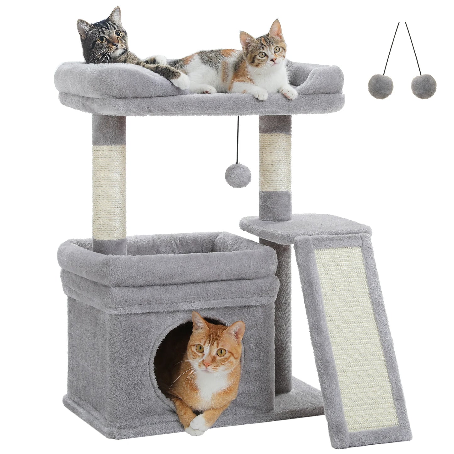 Small Cat Tree for Indoor Scratching Post and Pad Wide Top Perch Large Condo