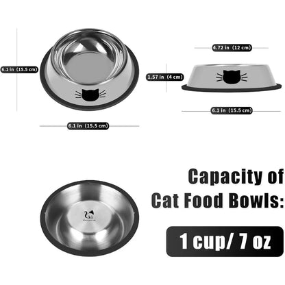 2-pack non-slip stainless steel small cat food bowls