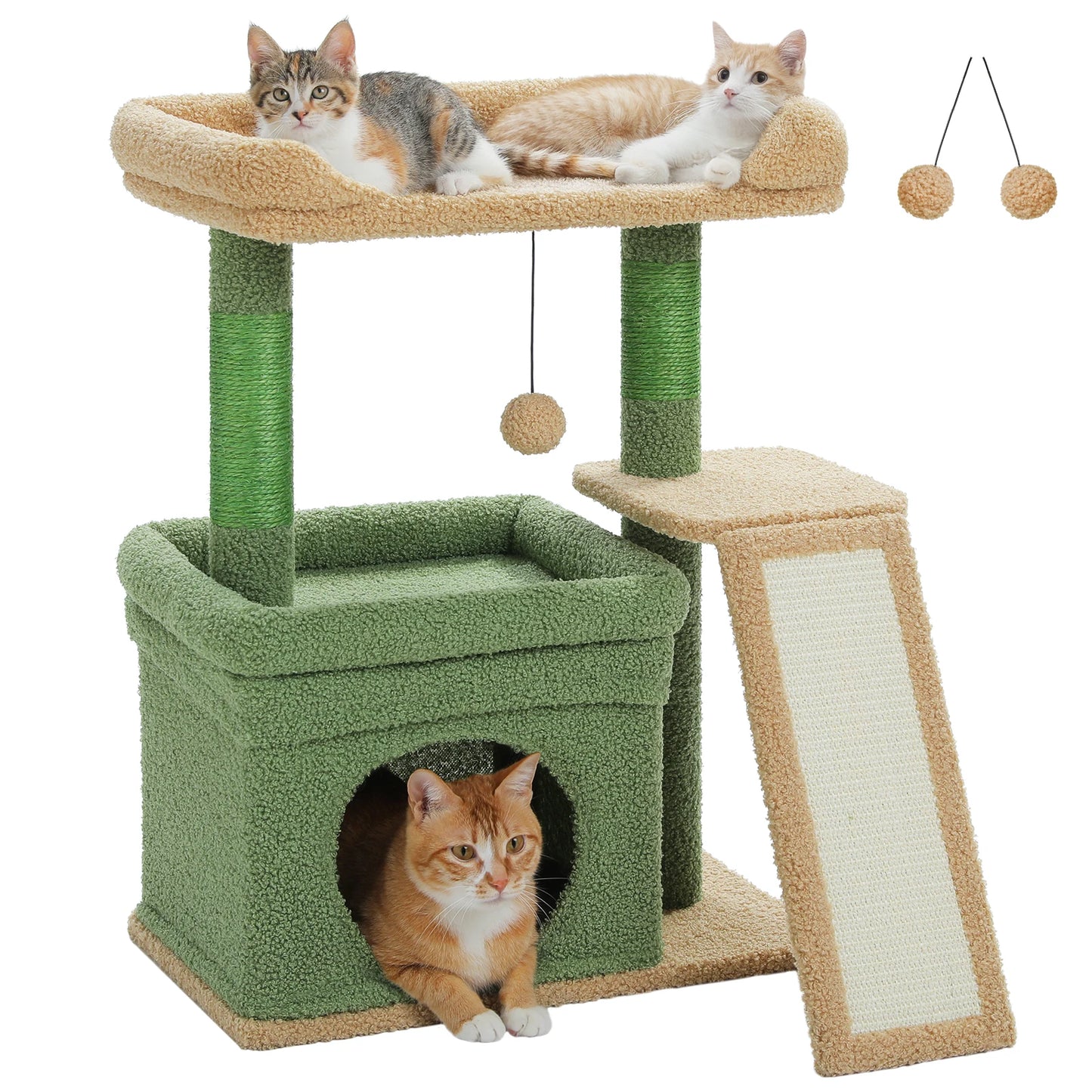 Small Cat Tree for Indoor Scratching Post and Pad Wide Top Perch Large Condo