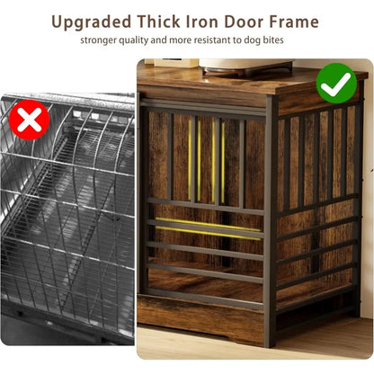 Double Dog Crate Furniture, Extra Large Dog Kennel Indoor with Divider, Heavy Duty Dog Cage for 2 Dogs