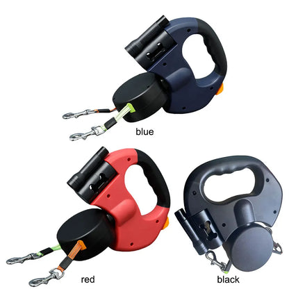 Double Headed Dog Leash Traction Rope with LED Light for Small to Sized Medium Dogs