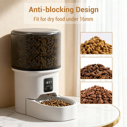 Programmable 4L Automatic Pet Feeder for Small Dogs & Cats, Up to 6 Meals Daily, Timer/Portion Control