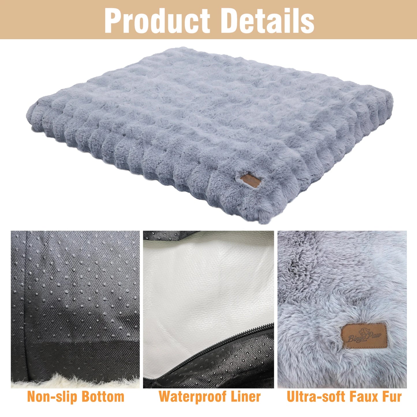 Ultra Plush Dog Bed Soft Pet Cushion with Washable Mat
