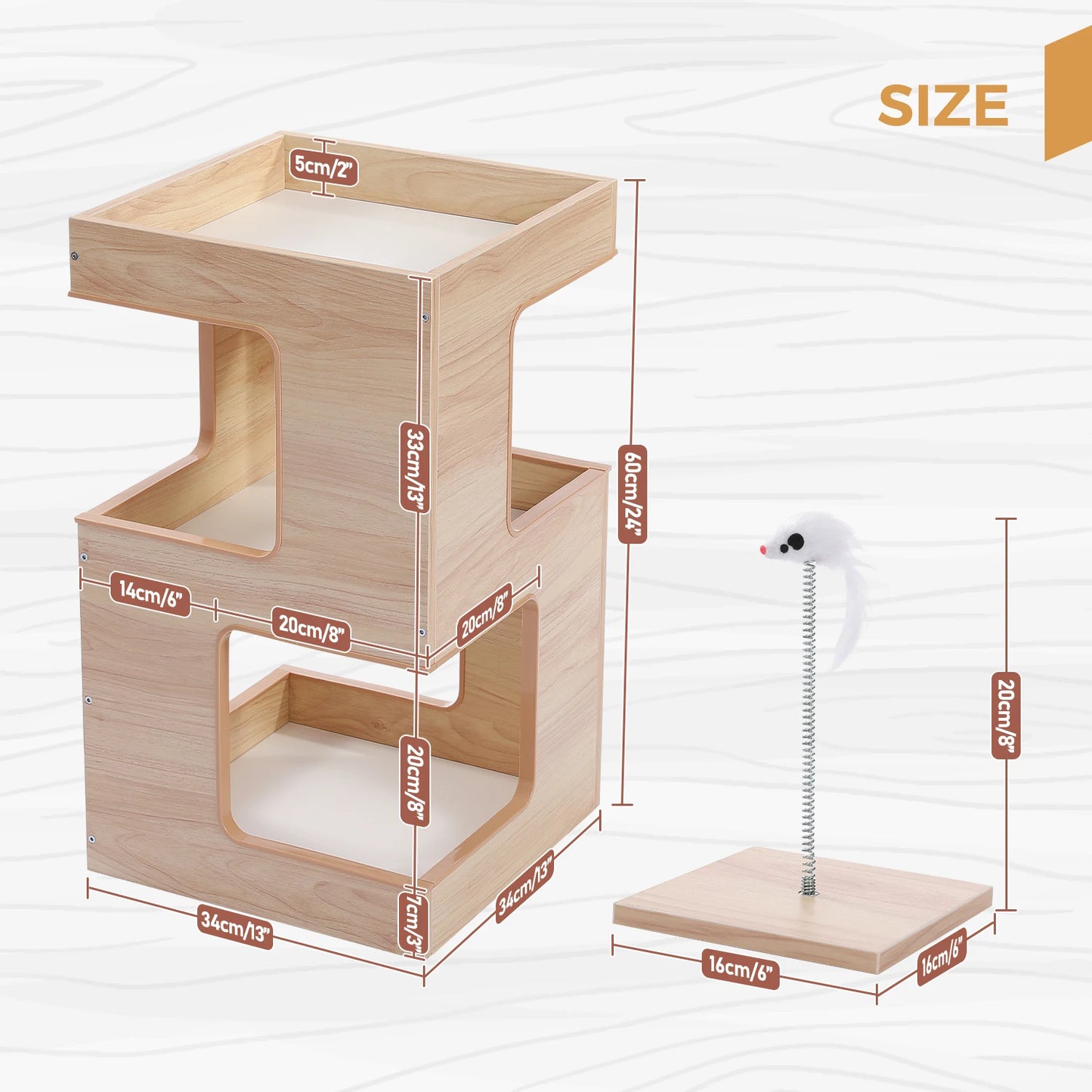 Wood Cat Condo Nightstand with Removable Soft Mats with Scratching Pad