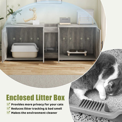 Double Cat Litter Box TV Stand 3 Colors