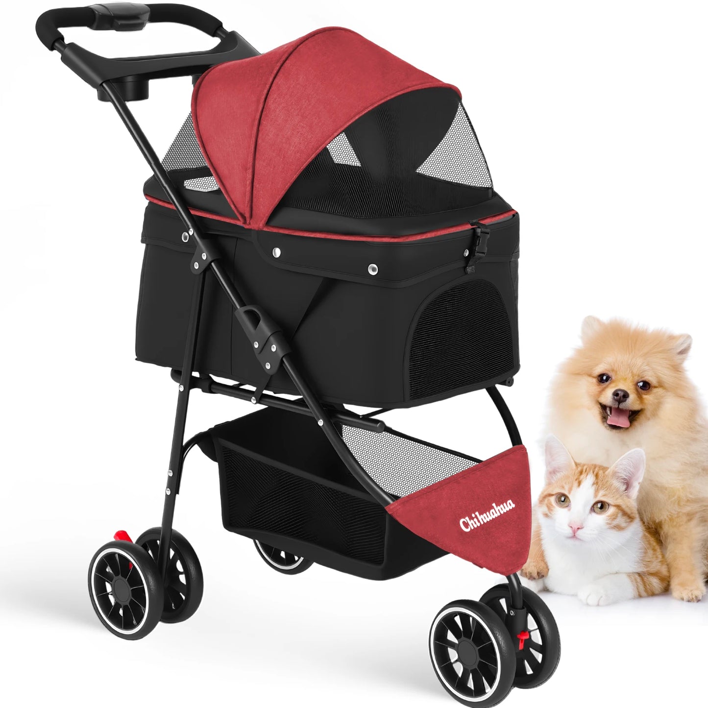 Foldable & Portable Dog Stroller 3 Wheels for Small Medium Dogs / Cats