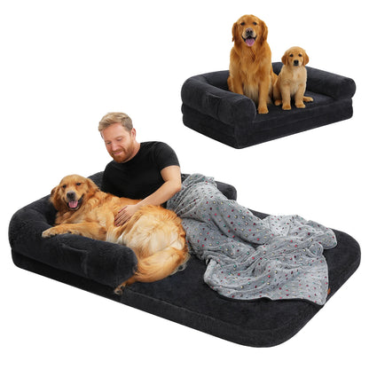 Foldable Dog Bed, Plush Pet Couch, Washable with Non-Slip Bottom
