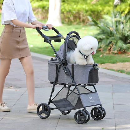 3 in 1 Pet Stroller with Removable Carrier, Folding Stroller for Small/Medium Dogs and Cats, Waterproof