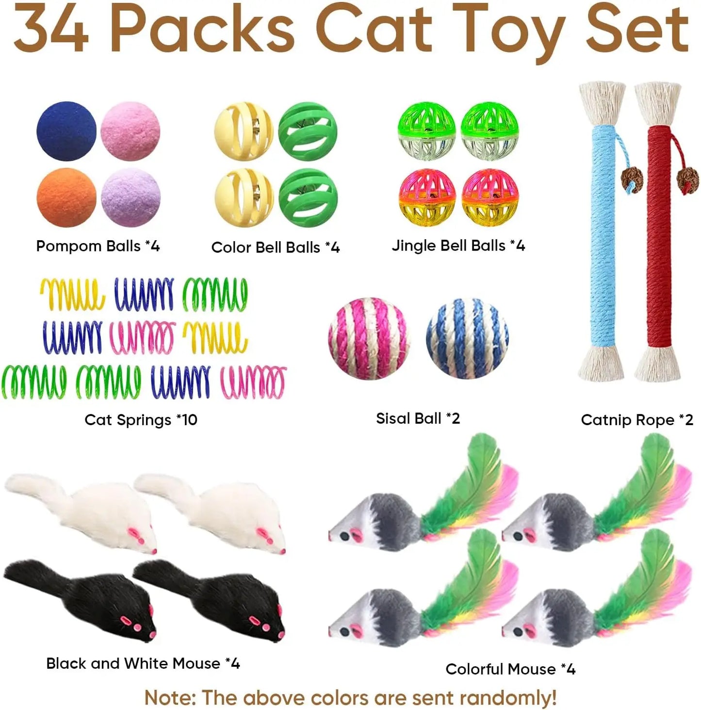 34 Packs Interactive Cat Toys