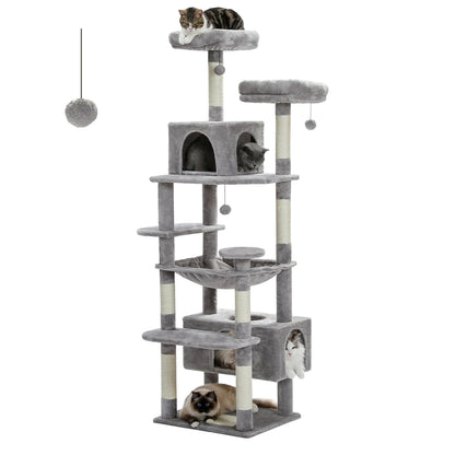 Large Cat Towers 3 Sizes for Indoor Cats With Sisal-Covered Scratching Posts Spacious Hammock, Padded Perches, and Condos
