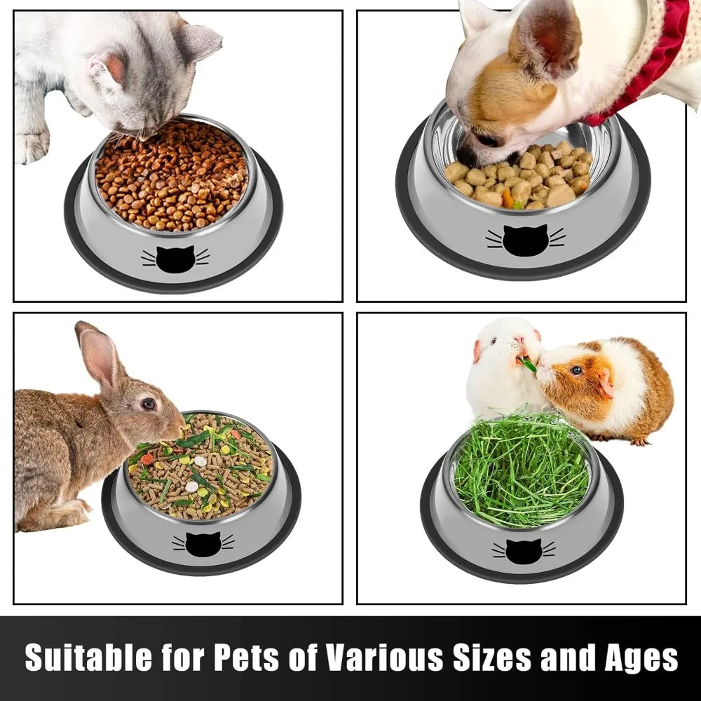 2-pack non-slip stainless steel small cat food bowls