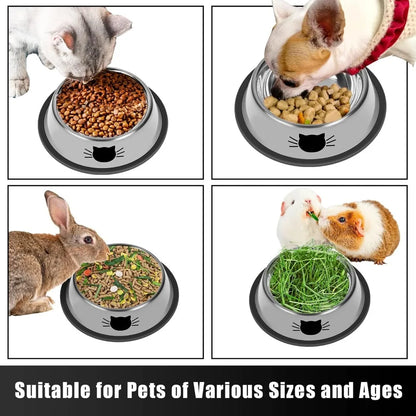 2-pack non-slip stainless steel small cat food bowls