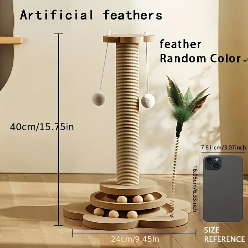 1pcs High-Quality Cat Scratch Post, Rotating Platform, Durable and Non Shedding