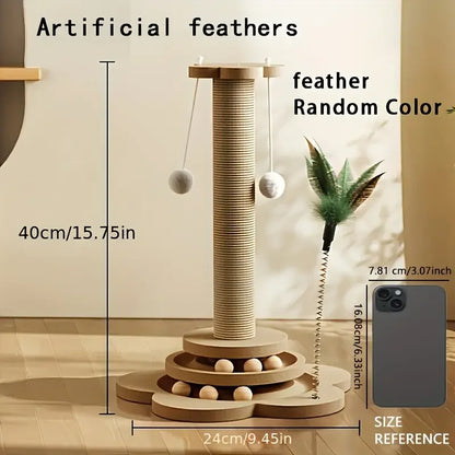 1pcs High-Quality Cat Scratch Post, Rotating Platform, Durable and Non Shedding